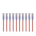 Monoprice Cat6A Ethernet Patch Cable - Snagless RJ45, 550Mhz, 10G, UTP, Pure Bare Copper Wire, 30AWG, 10-Pack, 0.5 Feet, Red - SlimRun Series