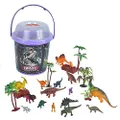 Wild Republic Dinosaur Bucket, Dinosaur Animal Figurines Set, T Rex, Triceratops, Velociraptor, Spinosaurus, Stegosaurus & More, 23 Piece Set