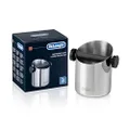 De'Longhi Knock box - Coffee Machine Accessories - Box for used coffee grounds, Rubber trim, Dishwasher safe, Mirror Polished Stainless Steel, DLSC059, Metal