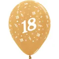 Sempertex Age 18 Metallic Latex Balloons 25 Pieces, 30 cm Size, Gold