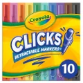 CRAYOLA Clicks, Retractable Art Markers, 10 Vibrant, Washable Coloured Markers, Keep Markers Safe in Retractable Barrel So Ink Won't Dry Out, Perfect for Colouring, Projects and More!, 58 8370