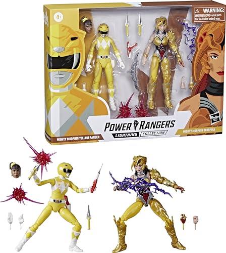 Power Rangers - Lightning Collection - Mighty Morphin 6" Yellow Ranger Aisha Vs Scorpina - Premium Collectible Action Figures with Accessories - Toys for Kids - Boys and Girls - F2046 - Ages 4+