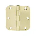 Amazon Basics Rounded 3.5 Inch x 3.5 Inch Door Hinges, 18 Pack, Polished Brass