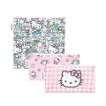Bumkins Sandwich Bags/Snack Bags, Reusable Fabric, Washable, Food Safe, BPA Free - Sanrio Hello Kitty (3-Pack)