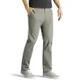 Lee Men's Extreme Motion Flat Front Slim Straight Pant, Gravel, 42W x 34L