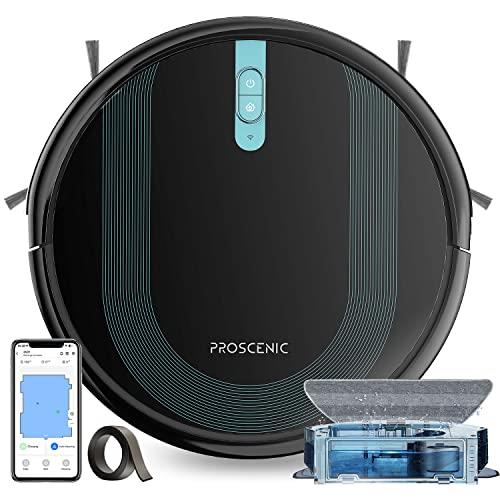 Proscenic 850T WiFi Robot Vacuum Cleaner, Alexa & Google Home & App Control, Robot Vacuum Cleaner with Wiping Function, 3000Pa Suction Power on Carpets and Hard Floors, Black + Blue