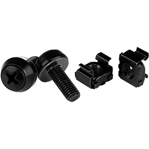 StarTech.com M6 x 12mm Screws and Cage Nuts - 50 Pack - M6 Mounting Screws and Cage Nuts for Server Rack and Cabinet - Black