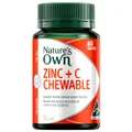 Nature's Own Zinc + Vitamin C Chewable Tablets 60 - Reduces Severity & Duration of Common Cold Symptoms - Supports Healthy Immune System Function, Skin Health, Collagen Formation & Wound Healing