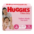 Huggies Ultra Dry Nappies Girls Size 4 (10-15kg) 18 Count