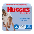 Huggies Ultra Dry Nappies Boys Size 4 (10-15kg) 18 Count