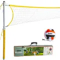 Franklin Sports Volleyball Net Family Set - Includes Cloth Volleyball with Pump, Adjustable Net, Stakes, Ropes - Beach or Backyard Volleyball - Easy Setup