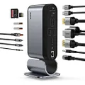 Baseus 4 Monitor Docking Station,16-in-1 Universal USB C Dock Compatibility Triple&Double Display Hub for Windows,Mac,Laptops(2 HDMI & 2DP,3 USB3.0,1000Mbps Ethernet, microSD and SD Card Reader)