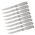 Wiltshire Stainless Steel Steak Knife Set, Stainless Steel Serrated Blade, Sharp Knives with Ergonomic Handle (Colour: Silver), Quantity: 1 Set, 8 Pieces (W1086)