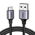 UGREEN 2M USB A to USB C Cable Nylon Braided 3A USB Type C Cable Fast Charging Compatible with iPhone 15 Plus Pro Max, Galaxy S24 S23 S22 S21, Pixel, Nokia, Moto, Redmi, Huawei, PS5, Xbox Series
