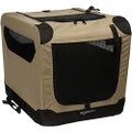 Amazon Basics Portable Folding Soft Dog Travel Crate Kennel, X-Small (40 x 40 x 53 cm), Tan