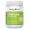 Healthy Care Super Spirulina 1000mg Tablets, Light Green, 400 Count | Natural source of antioxidants, protein, iron and beta carotene
