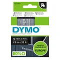 DYMO D1 Label Cassette Tape, 12mm x 7m, White/Clear