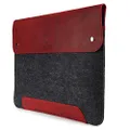 MegaGear Genuine Leather and Fleece MacBook Bag for 15 and 16 Inch Size, Red