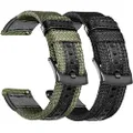 Olytop Compatible Samsung Galaxy Watch 42mm Band & Galaxy Watch Active Bands - 20mm Nylon Sport Wristband Replacement for Galaxy Watch Active SM-R500/ Garmin Vivoactive 3 Smartwatch -Black+ Army Green