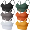 Geyoga 6 Pieces Sleep Bra Bralettes for Women with Support Crop Tank Top Cami Bra Padded Bralettes with Adjustable Straps, Classic Colors, Medium