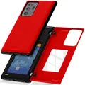 GOOSPERY for Samsung Galaxy Note 20 Ultra 6.9"(2020) Card Holder Wallet Case, Easy Magnetic Door Closure Protective Dual Layer Bumper Sturdy Phone Back Cover with Hidden Mirror (Red)