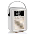 VQ DAB Radio VQ Retro Mini DAB and DAB+ Digital Radio with FM, Bluetooth, Alarm Clock - Light Grey, Light Grey, (VQ-Mini-LG)