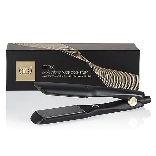 ghd Max Wide Plate Hair Straightener, 1.65" styling plates, For Straightening And Curling On Thick, Curly And Long Hair Types, Black, Universal Voltage (AU Plug)