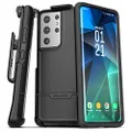 Encased Rebel Series Designed for Samsung Galaxy S21 Ultra Belt Clip Case (2021) Protective Heavy Duty Holster Phone Case - Black