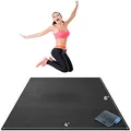 Premium Large Exercise Mat - 6' x 4' x 1/4 Ultra Durable Non-Slip Workout Mats for Home Gym Flooring - Plyo HIT Jump Cardio Mat - Use With or Without Shoes (72 Long x 48 Wide x 6mm Thick)