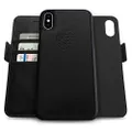Dreem Fibonacci 2-in-1 Wallet Case for Apple iPhone X & Xs - Luxury Vegan Leather, Magnetic Detachable Shockproof Phone Case, RFID Card Protection, 2-Way Flip Stand - Black
