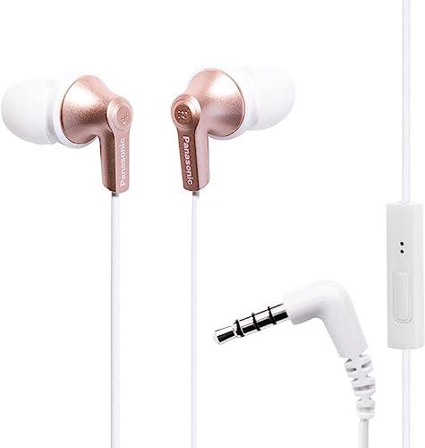 PANASONIC ErgoFit Earbud Headphones with Microphone and Call Controller Compatible with iPhone, Android and BlackBerry - RP-TCM125-N - in-Ear (Rose Gold)
