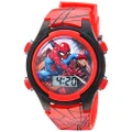 Marvel Spiderman Boys' Light Up Quartz Watch with Plastic Strap, Red, SPD3515A