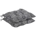Amazon Basics Tufted Outdoor Square Seat Patio Cushion - Pack of 2, Black Floral