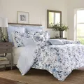 Laura Ashley Home - Twin Duvet Cover Set, Reversible Cotton Bedding with Matching Sham, Lightweight Home Decor for All Seasons (Chloe Blue, Twin)