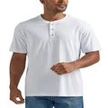 Wrangler Men's Authentics Men's Short Sleeves Henley Tee Shirt, Bright White, Large US