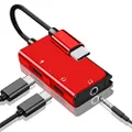 USB C to 3.5mm Audio Adapter, Mxcudu Upgraded 3 in 1 USB Type C Male to 3.5mm&USB C Headphone Jack Dongle and Charging Adapter Compatible with Google Pixel 4/4XL/3/3XL, Note 10/10+ and More (Red) …