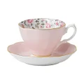 Royal Albert 8704026135 Rose Confetti Teacup and Saucer Set, Multicolour, 20.3cm