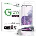 amFilm Ultra Glass Screen Protector for Galaxy S20 Plus (2 Pack), Full Cover (Fingerprint Scanner Compatible) Tempered Glass Film (UV Gel Application) - Samsung Galaxy S20+ Screen Protector (2020)