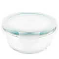 LOCK & LOCK Purely Better Glass Food Storage Container with Lid, Round-13 oz, Clear