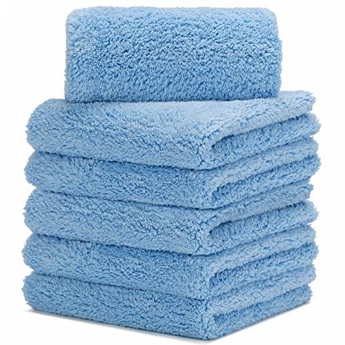 CarCarez Microfiber Car Wash Drying Towels Professional Grade Premium Microfiber Towels for Car Wash Drying Blue 450GSM 16 in.x 16 in. Pack of 6