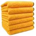 Solid Multipurpose Plush Microfiber Cleaning Cloth Towel for Household, Car Washing, Drying & Auto Detailing - 16" x 24" (6)