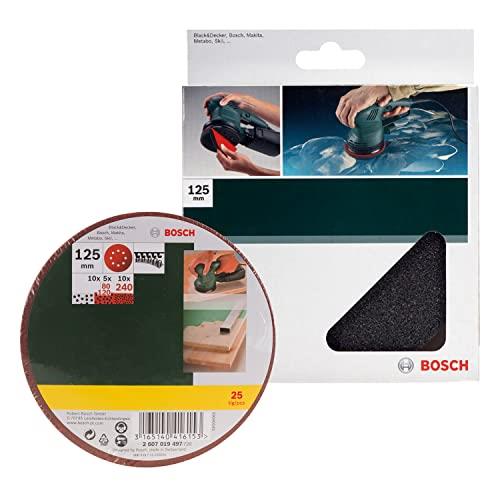 Bosch Polishing Sponge 125mm & 25-Piece Sanding Sheet Set 125mm, G80/120/240 (for Random Orbital Sanders)