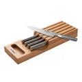 Global Hikaeme 6-Piece in-Drawer Japanese Cutlery Set, Made in Japan, European Beech Wood Storage Block