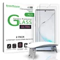 amFilm Ultra Glass Screen Protector for Galaxy Note 10 Plus (2 Pack), Full Cover (Fingerprint Scanner Compatible) Tempered Glass Film with UV Gel Application for Samsung Galaxy Note 10+ (2019)