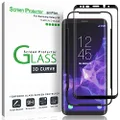Galaxy S9 Screen Protector Glass, amFilm Full Cover (3D Curved) Tempered Glass Screen Protector with Dot Matrix for Samsung Galaxy S9 (Black)