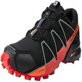 Salomon Men's Speedcross 4 Trail Running Shoe Black/Goji Berry/Red Orange, 8.5 US