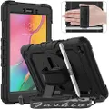 Timecity Samsung Galaxy Tab A 8.0 Case 2019 SM-T290/ T295/ T297, Full-body Drop-proof Protection Sturdy Case with Screen Protector Swivel Stand /Hand Strap Shoulder Strap Case for Kids Students, Black