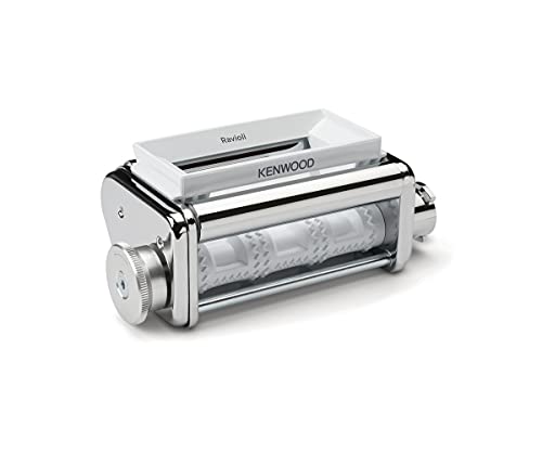 Kenwood Ravioli Attachment KAX93.A0ME, Stand Mixer Accessory, Spoon & Cleaning Brush Included, Chrome Stainless Steel Housing, Silver