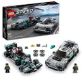 LEGO® Speed Champions Mercedes-AMG F1 W12 E Performance & Mercedes-AMG Project One 76909 Model Building Kit; 2 Collectible Toy Race Cars with Driver Minifigures, for Kids and Car Fans Aged 9+