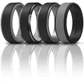 ThunderFit Men's Silicone Rings 4 Pack Rubber Wedding Bands (Grey, Dark Silver, Black, Silver, 8.5-9 (18.9mm))